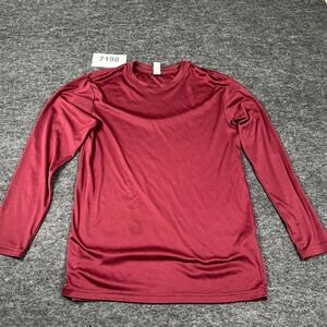 BAW Athletic Wear Shirt Mens Small Burgundy Crew Neck Long Sleeve Performance